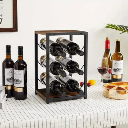 Black Vintage Countertop Wine Rack