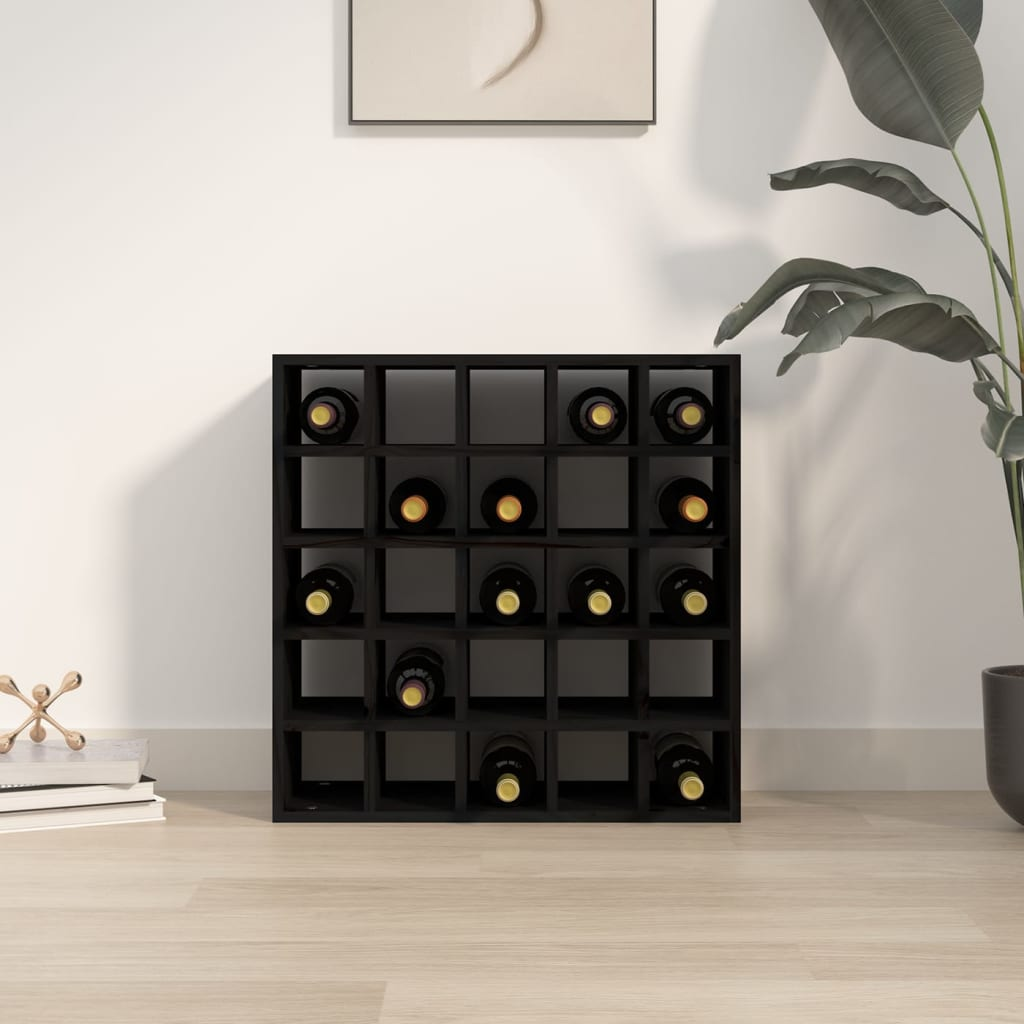 Black Wine Cabinets 56x25x56 cm Solid Wood Pine