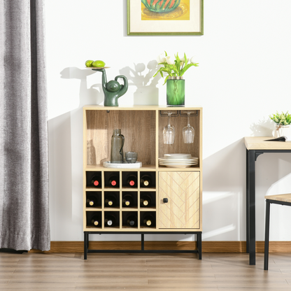 Black and Brown Wood - Wine Cabinet for 12 Bottles