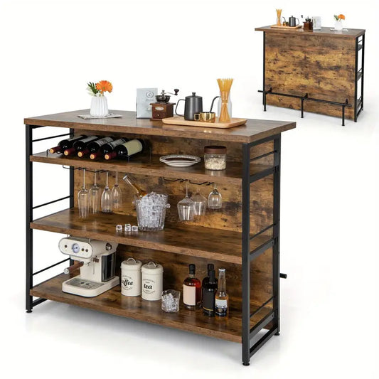 Brown Drinks Bar Cabinet with Storage Sideboard