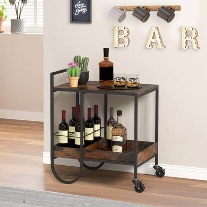 Brown and black Rolling Serving Trolley On Wheels