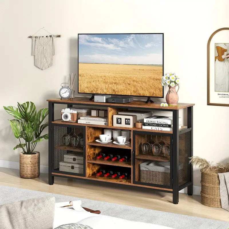 Buffet and Drinks Sideboard Cabinet - wood and grey