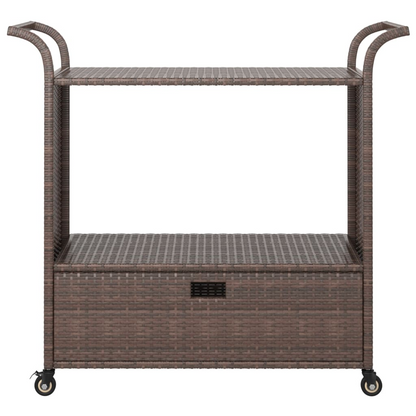 Cart with Drawer Brown 100x45x97 cm Poly Rattan
