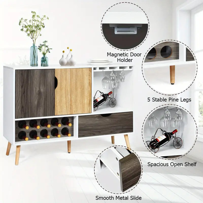 Coloured Drinks Wooden Cabinet - 5 pine legs