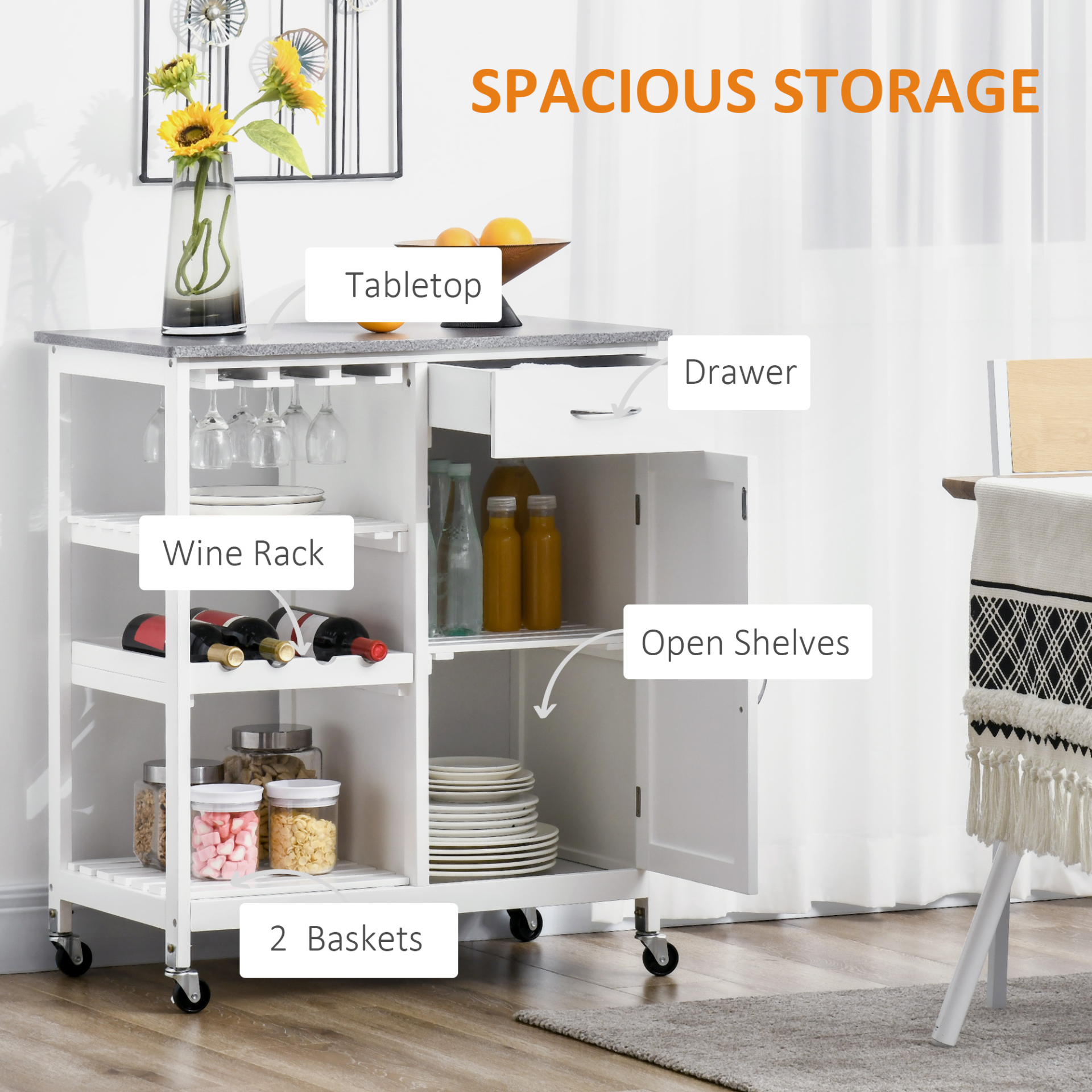 Compact Kitchen Trolley Utility Cart on Wheel