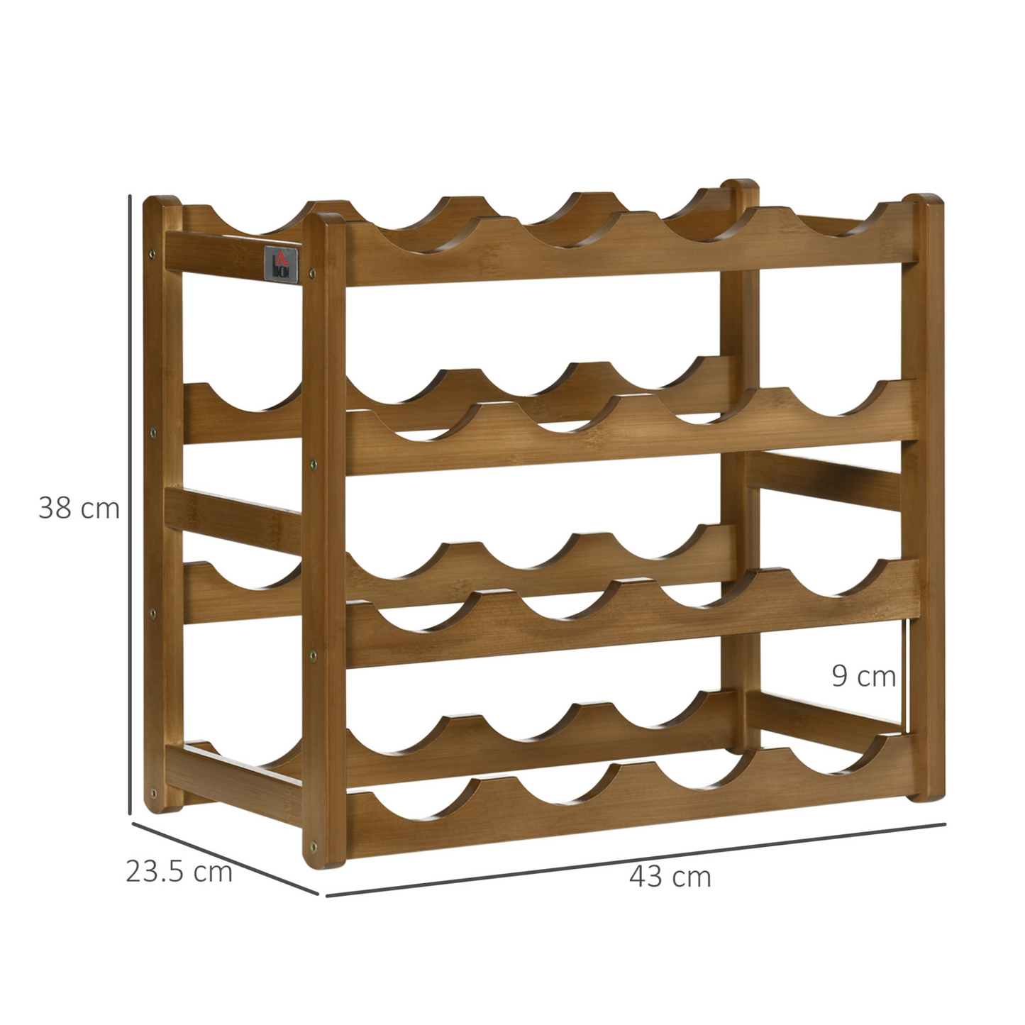 Free Standing Bamboo Wine Rack with 16 Bottles