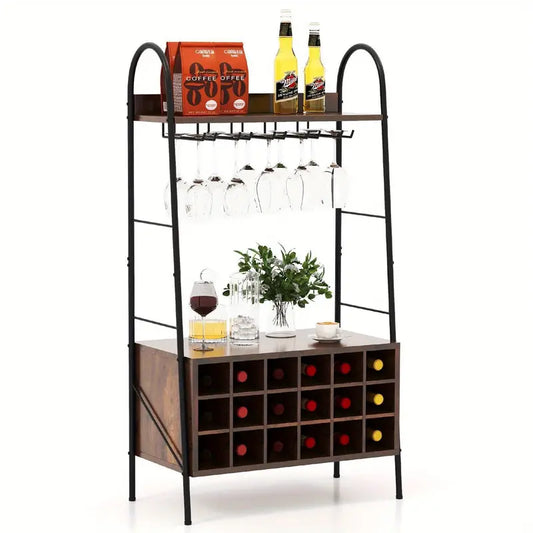 Freestanding Drinks Cabinet with Storage & Holders