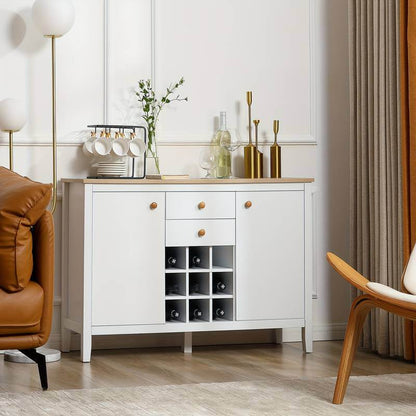 Freestanding Storage Cabinet with 9 Bottle Whine Rack
