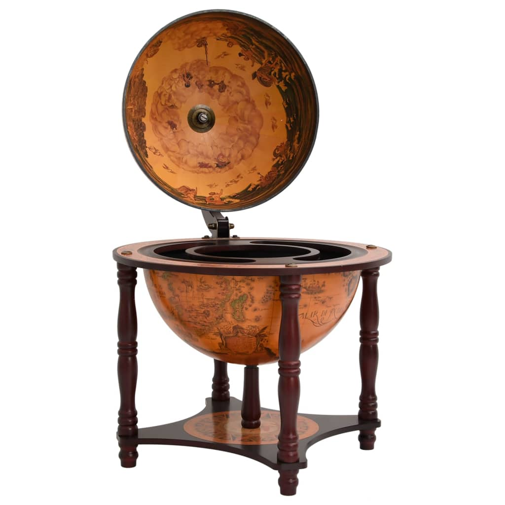 Globe Bar Wine Stand Brown Solid Wood