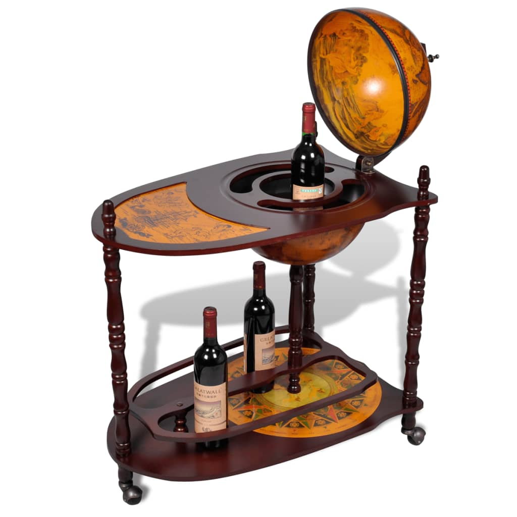 Globe Bar Wine Stand Eucalyptus Wood 