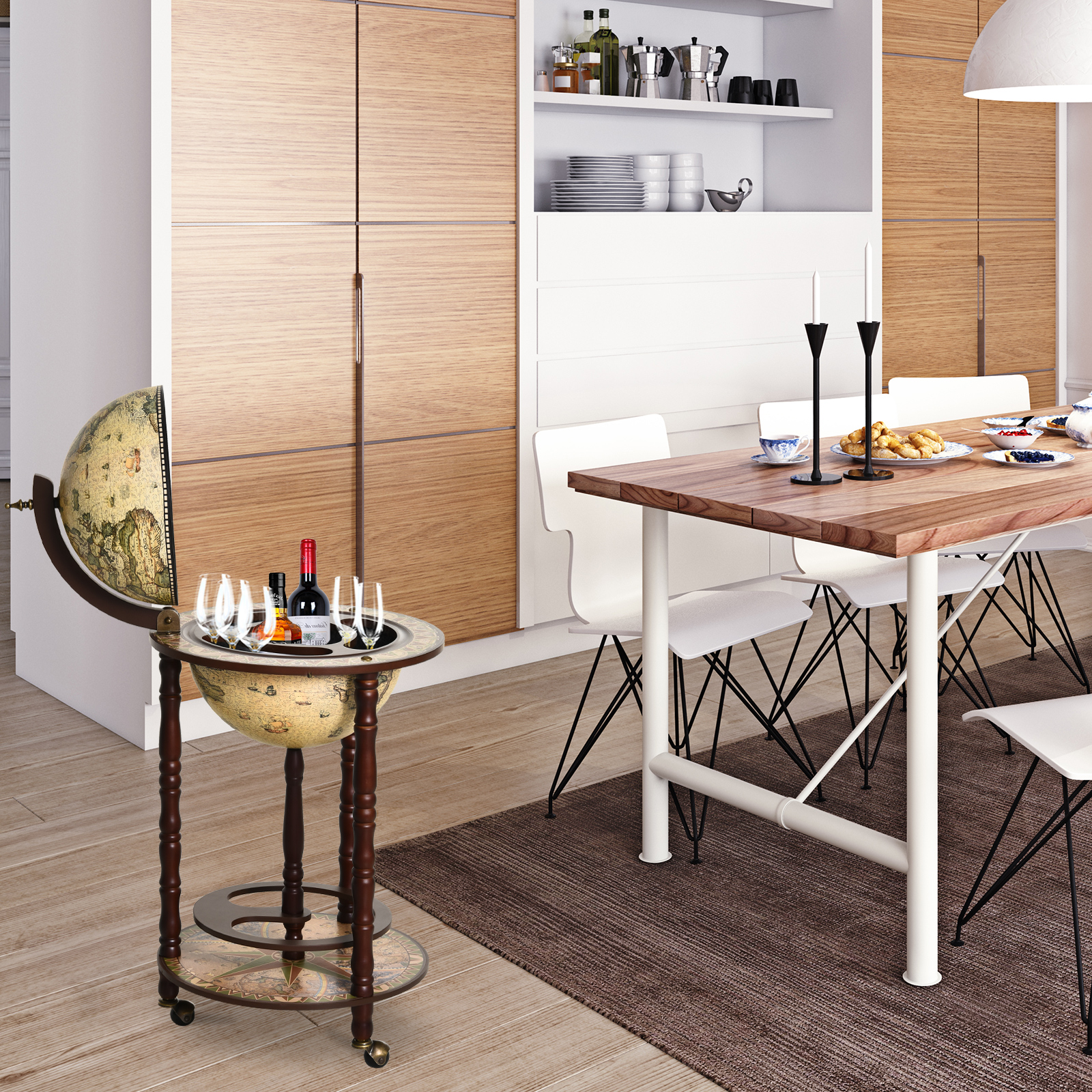 Globe Shape Retro Style Mini Bar Drink Cabinet 
