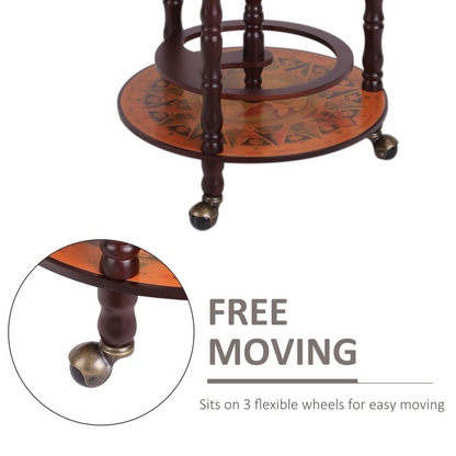 Globe Shape Retro Style Movable Wine Trolley with wheels
