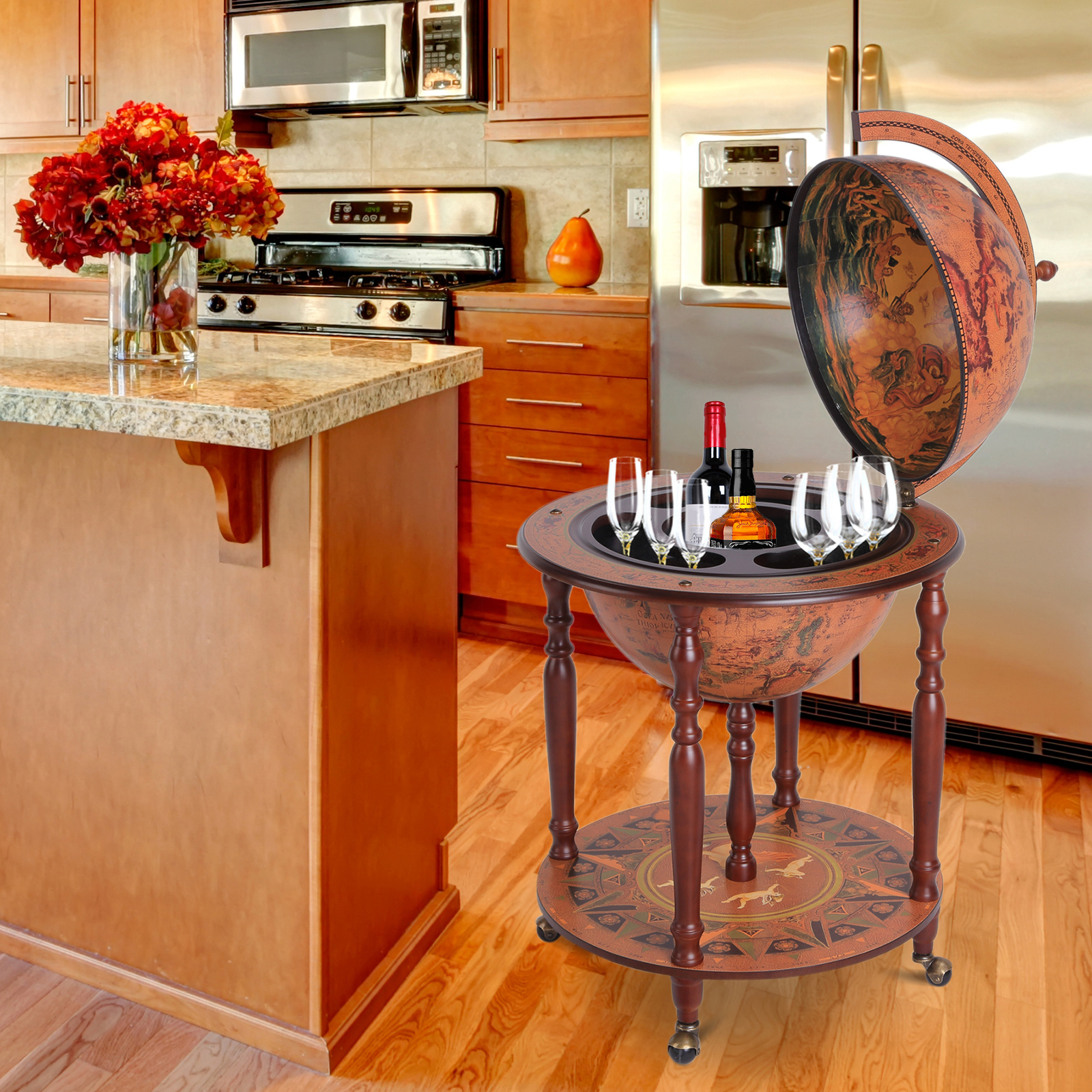 Globe Shaped Retro Style, hardwood legs