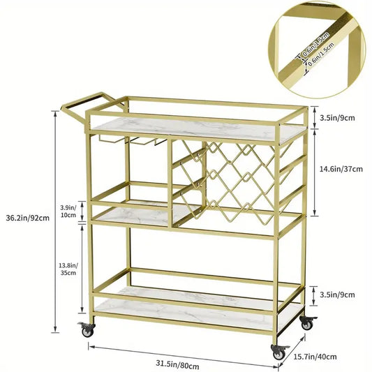 Gold & Glass Drinks Trolley