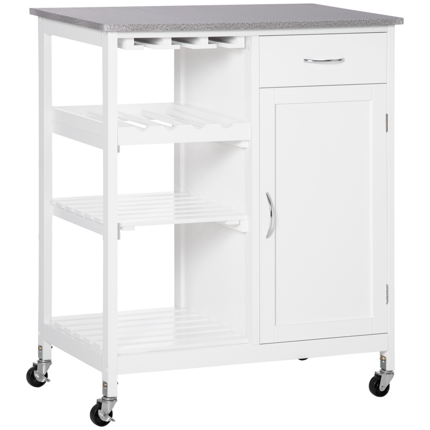 HOMCOM Compact Kitchen Trolley Utility Cart on Wheels 