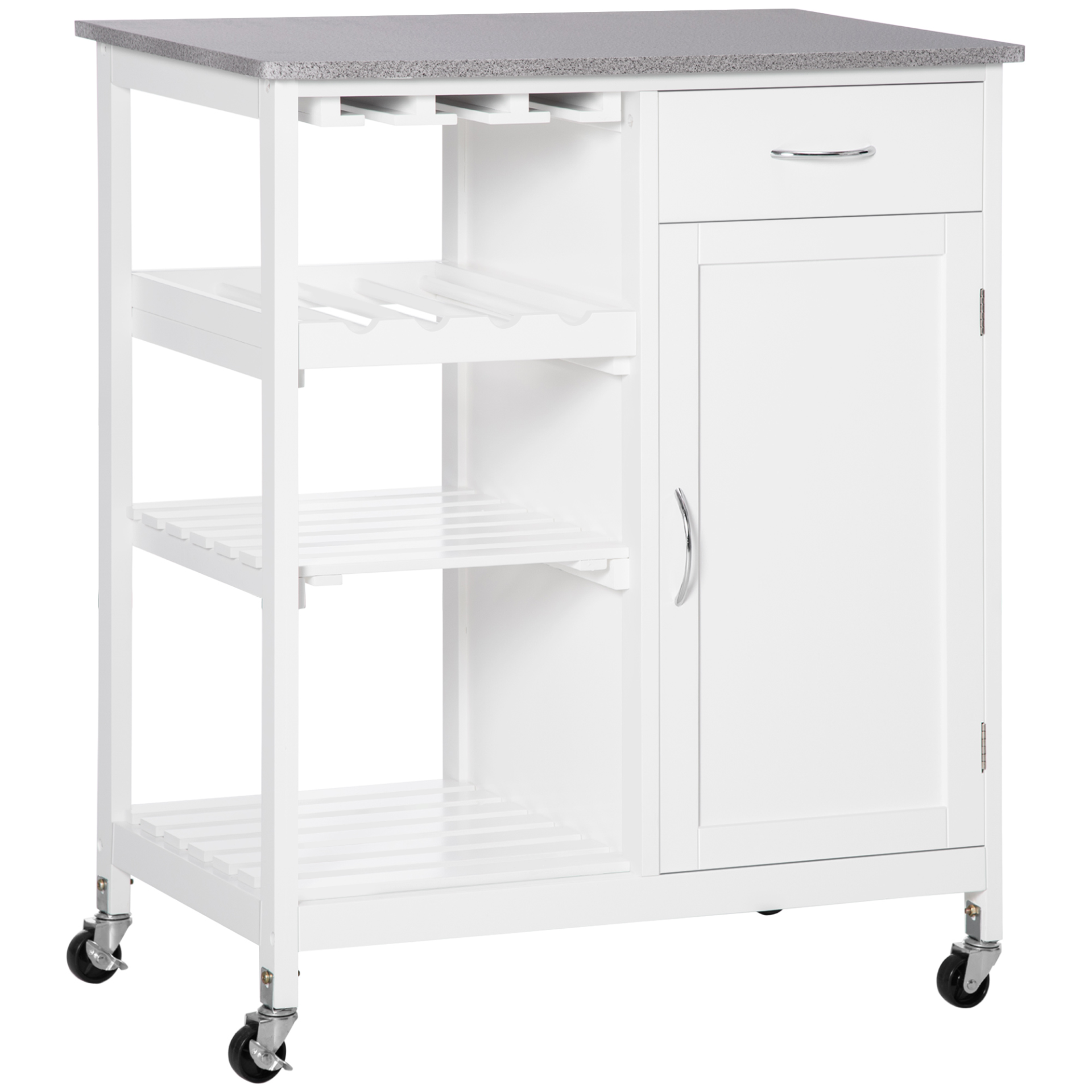 HOMCOM Compact Kitchen Trolley Utility Cart on Wheels 