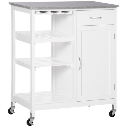 HOMCOM Compact Kitchen Trolley Utility Cart on Wheels 