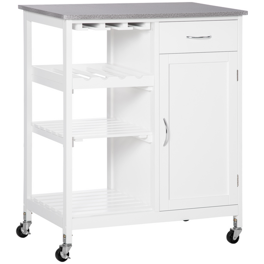 HOMCOM Compact Kitchen Trolley Utility Cart on Wheels 