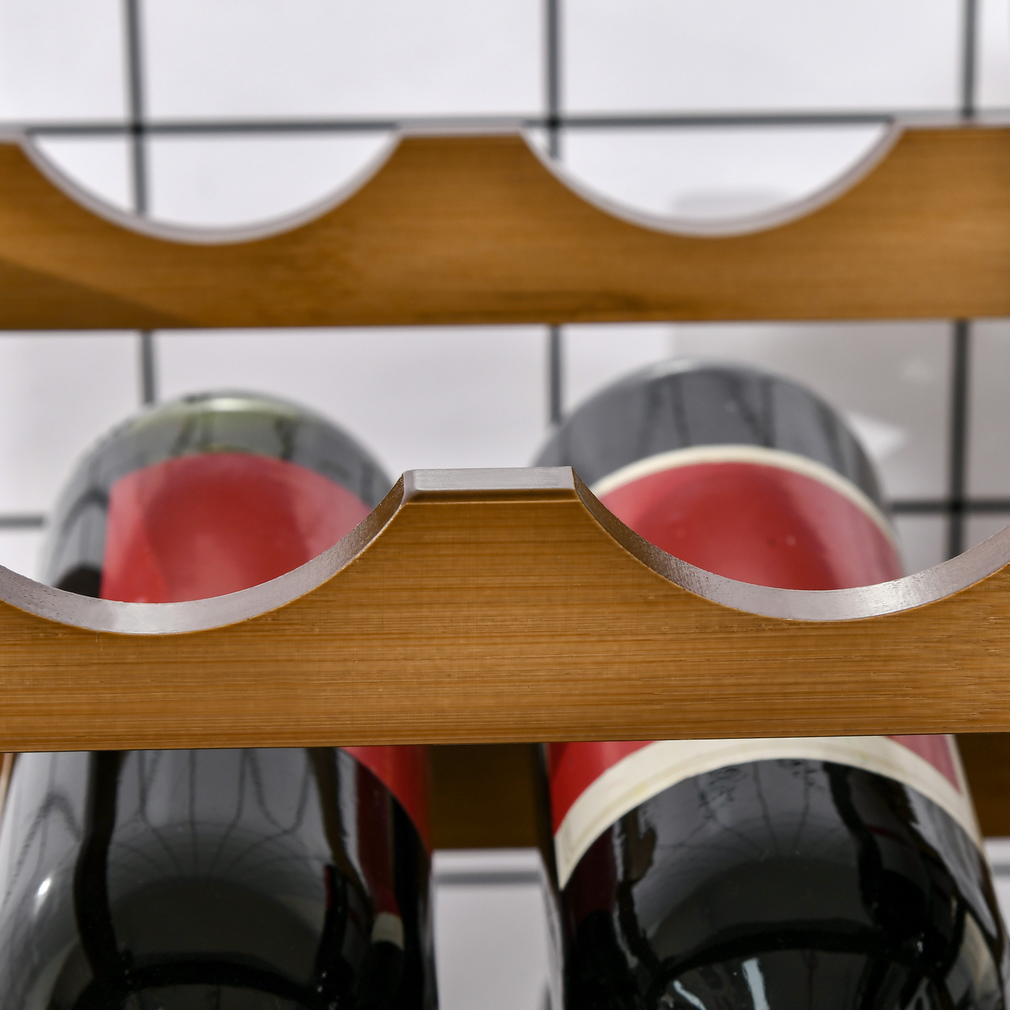 HOMCOM Free Standing Bamboo Wine Rack with 16 Bottle Holder
