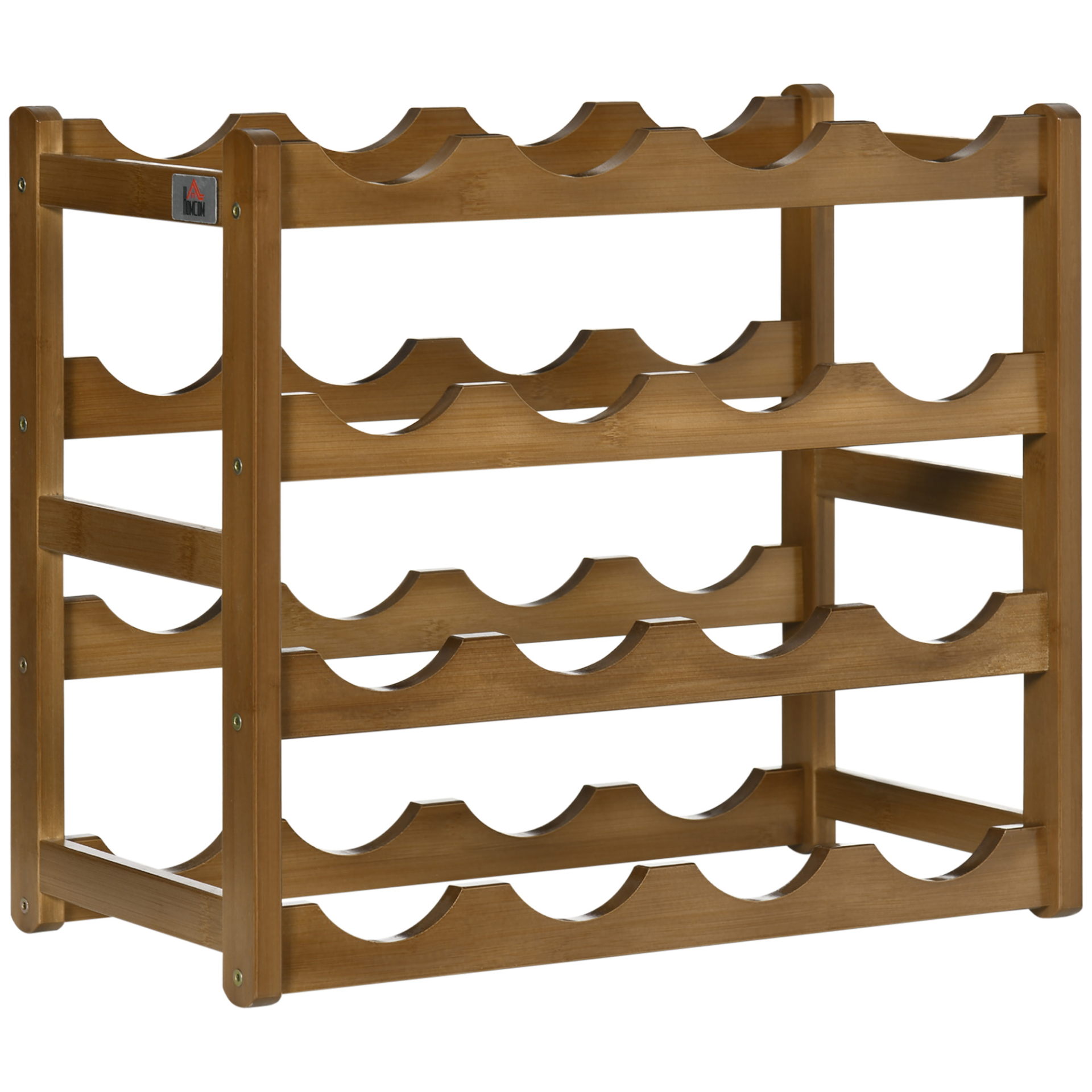 HOMCOM Free Standing Bamboo Wine Rack with 16 Bottles Holder