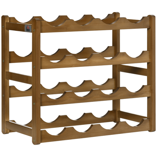 HOMCOM Free Standing Bamboo Wine Rack with 16 Bottles Holder