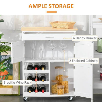 Kitchen Bar Trolley Cabinet  9 Bottle Wine Rack