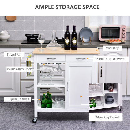 Kitchen Storage Trolley Cart Cupboard With Rolling 4 Wheels
