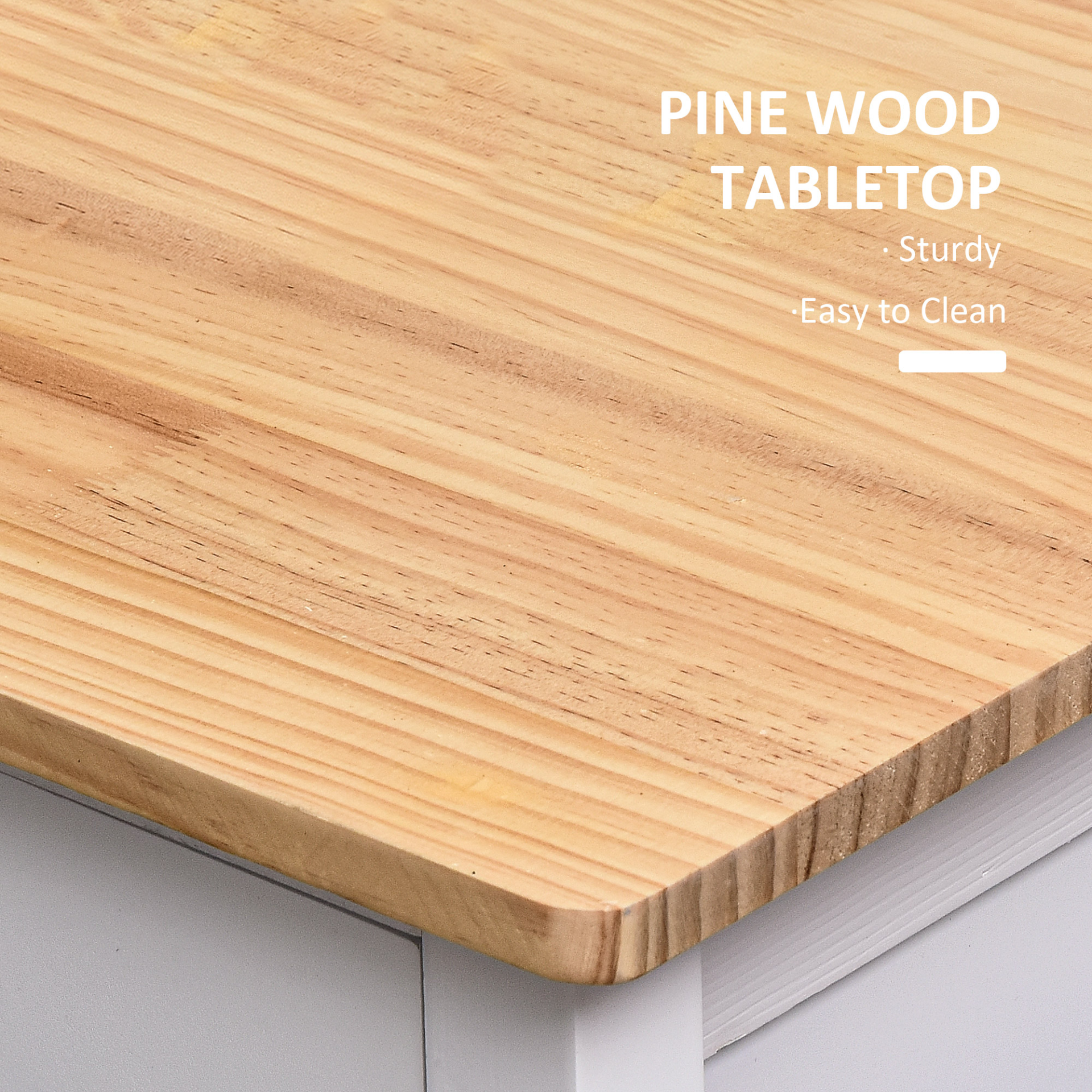 Kitchen Storage Trolley Cart Cupboard with pine wood top