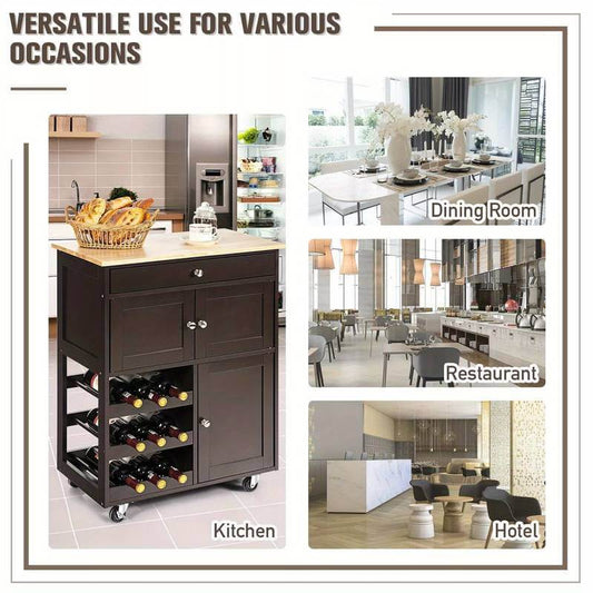 Kitchen Trolley Wine Cabinet On Wheels