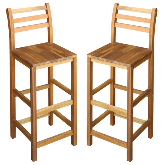 L Bar Chairs 2 pcs Solid Acacia Wood