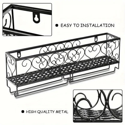 Metal Wall Mounted Wine Rack & Glass Holder