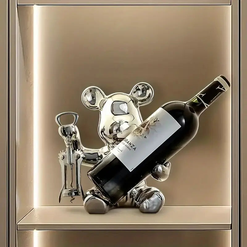 Modern Bear Wine Holder silver