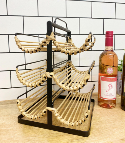 Rattan Wine Holder black and pine colour