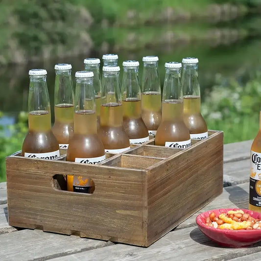 Rustic Wooden Bottle Storage Box