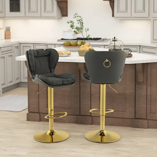 Set Of 2 Gold Bar Stools