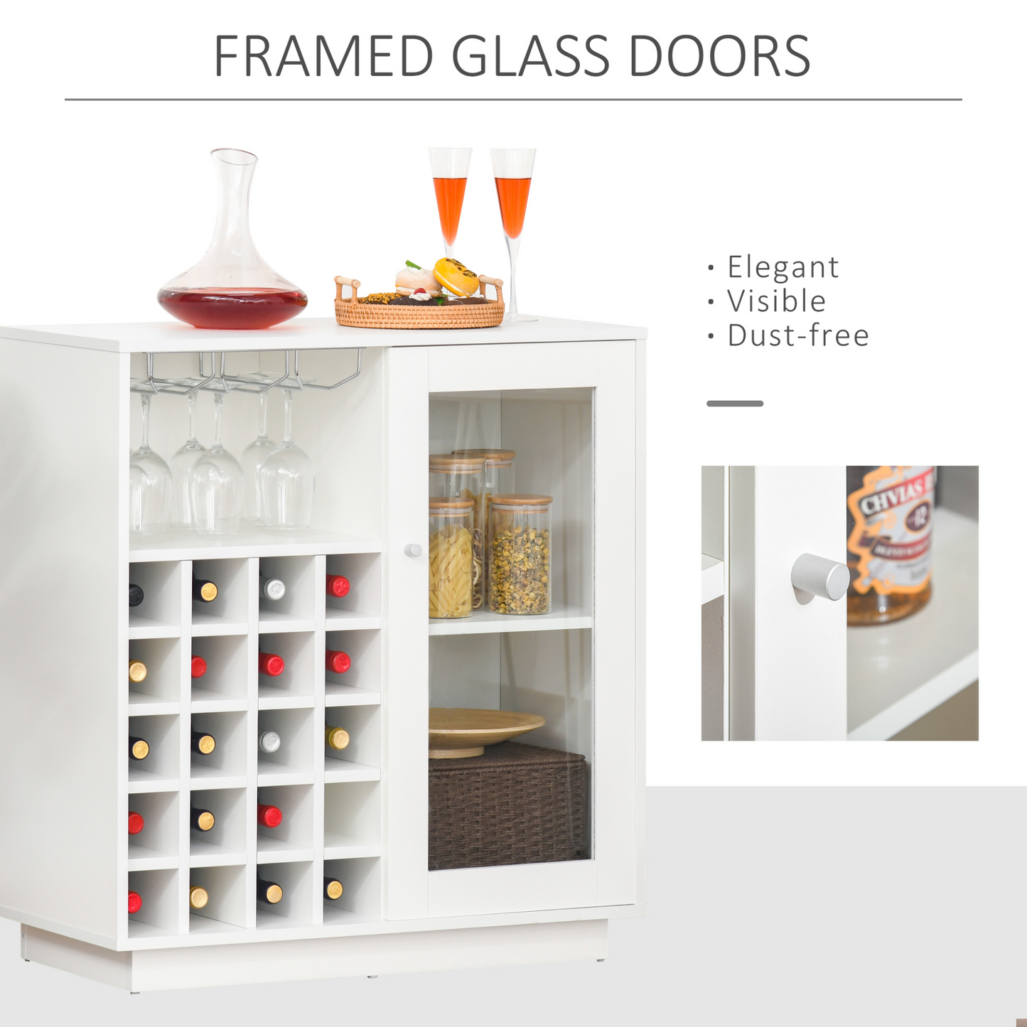 Sideboard Wine Cabinet Cupboard - framed glass doors