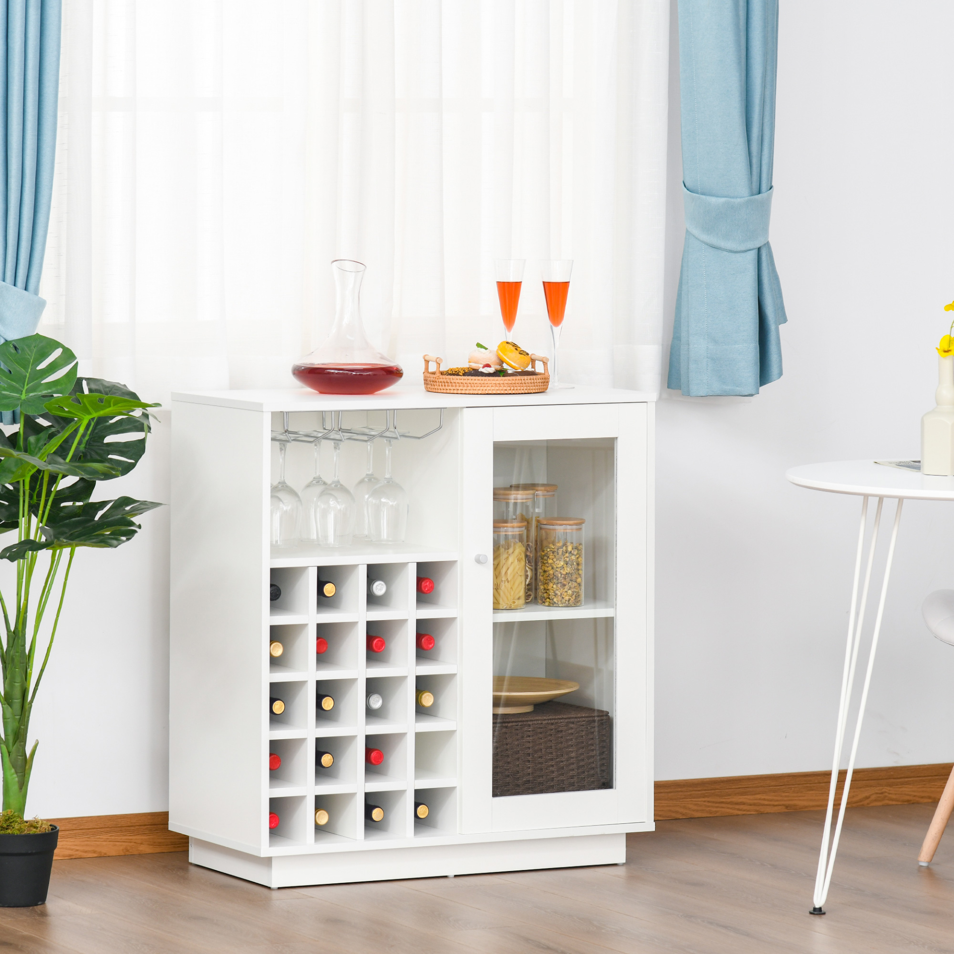 Sideboard Wine Cabinet Cupboard with Glass Door - 20 bottles