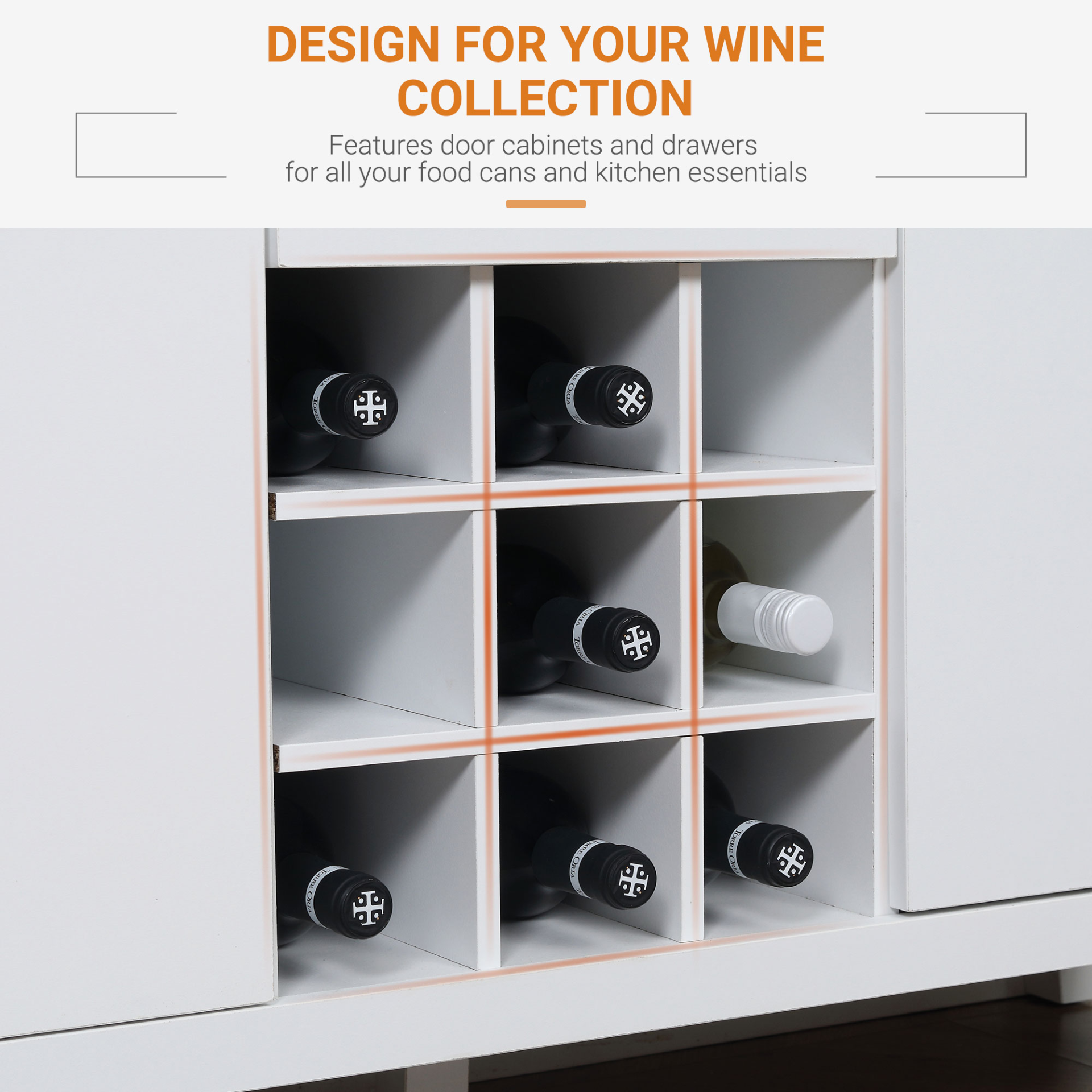 Sideboard with 9-bottle Wine Rack