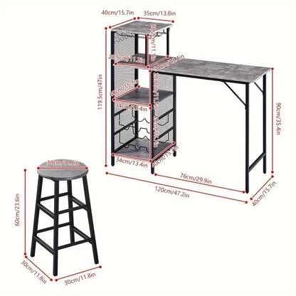 Slim Marble Effect Kitchen Bar Table & Chairs