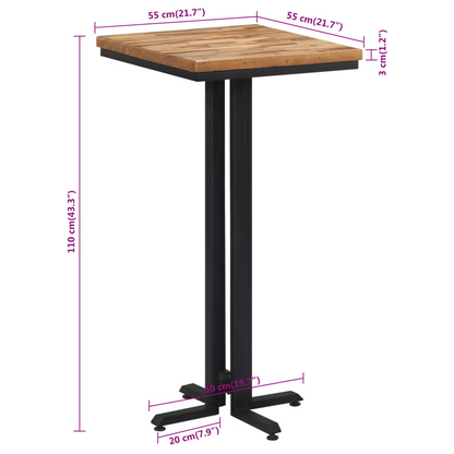 Solid Reclaimed Teak - wood table top black legs