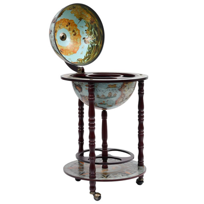 Stand Eucalyptus Wood Blue - Globe Bar cabinet