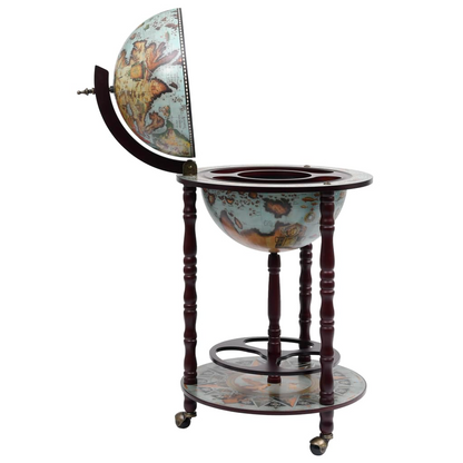 Stand Eucalyptus Wood Blue - Globe Bar wine cabinet