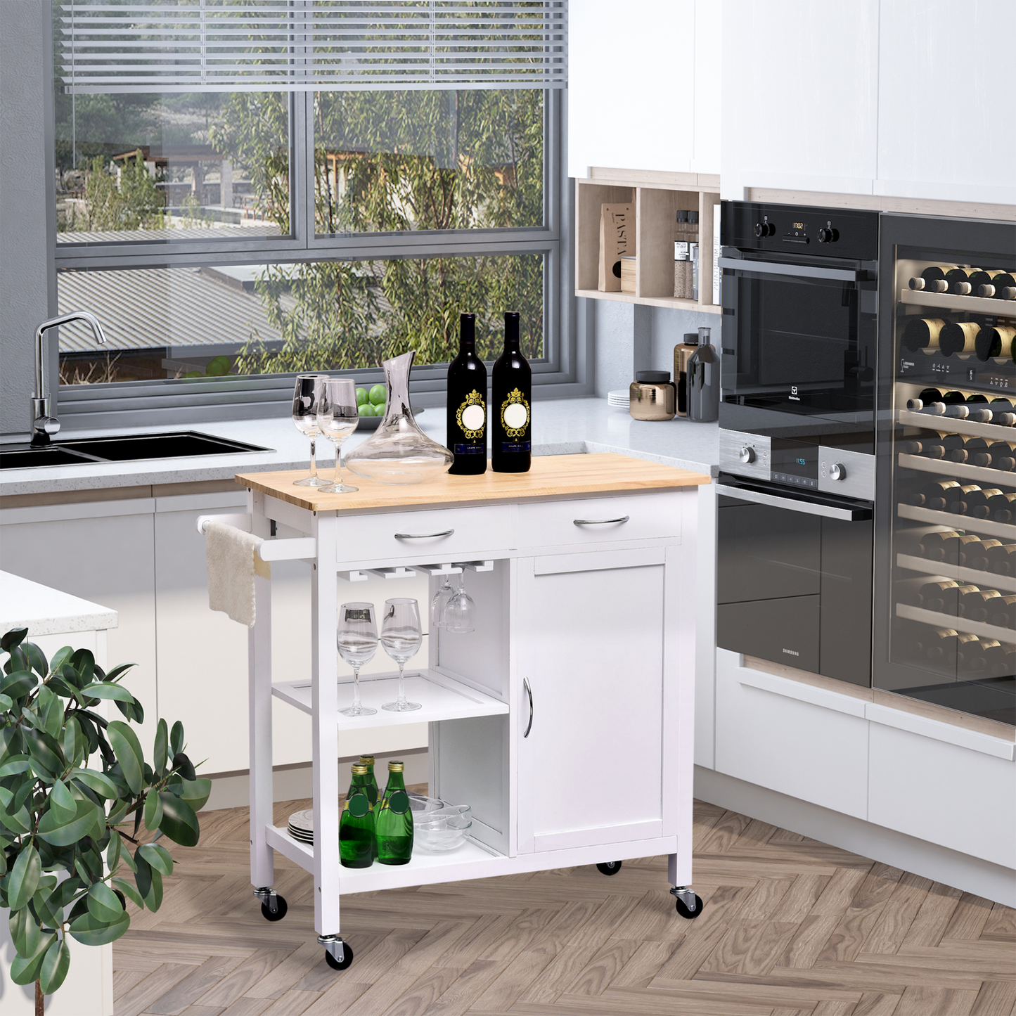Storage Trolley Cart Cupboard With Rolling Wheels