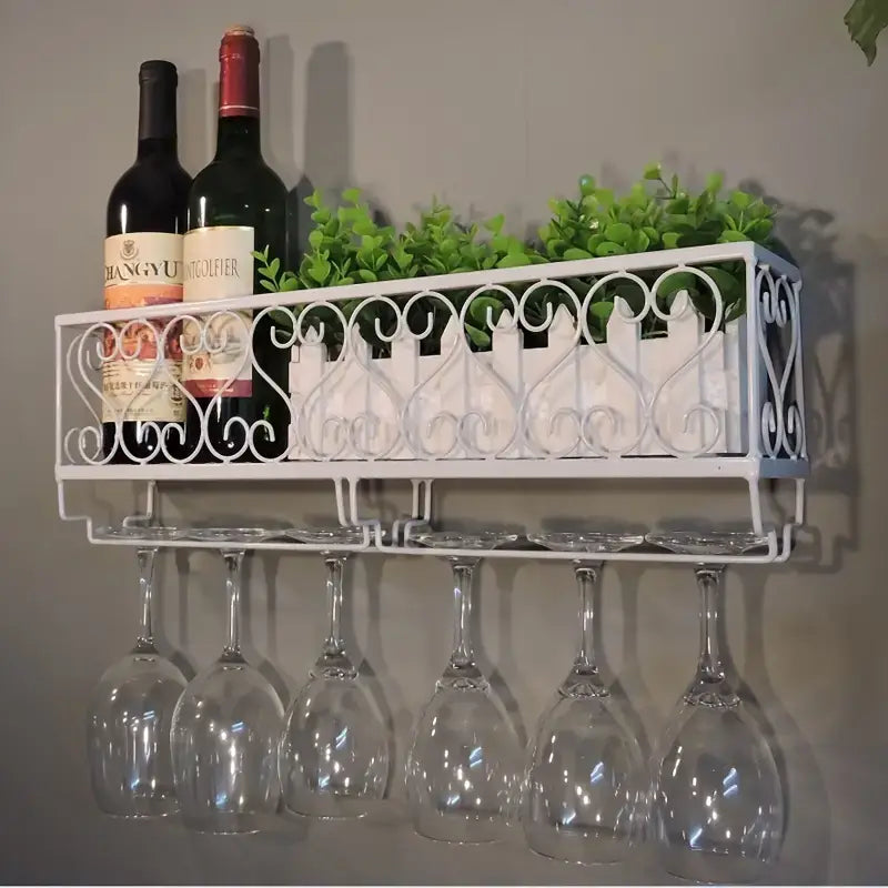 Wall Mounted Wine Rack & Glass Holder