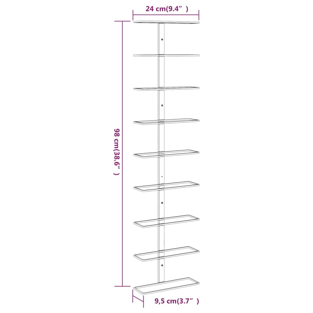 Wall mount Wine Rack for 9 Bottles White Iron