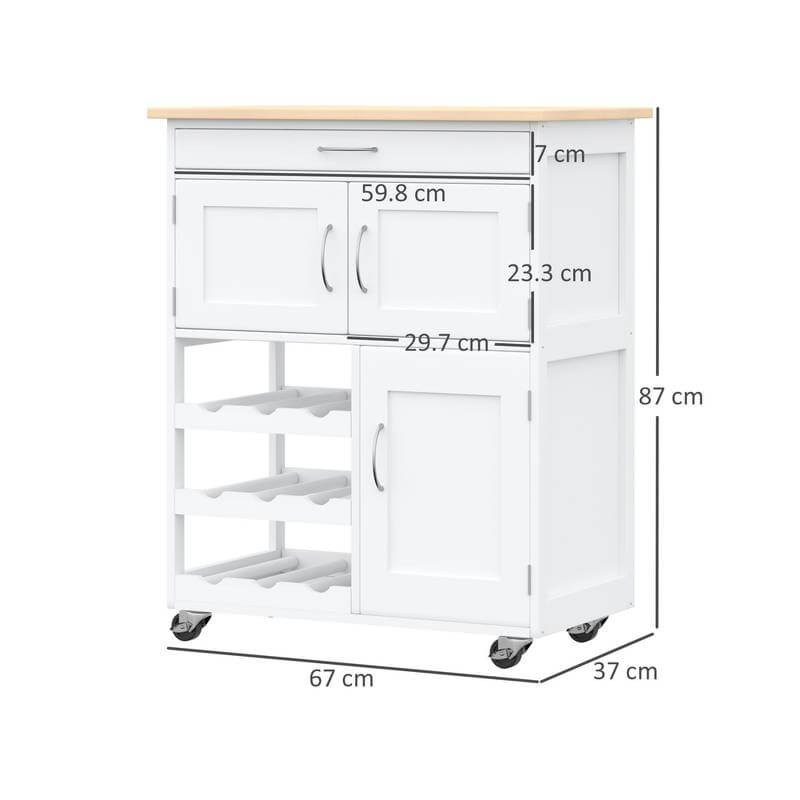 White wood top Kitchen Bar Trolley Cabinet