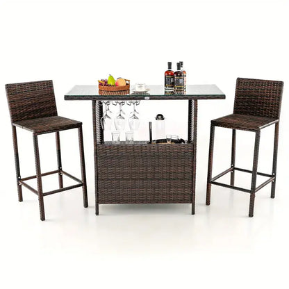 Wicker Bar Table & Stool Sets
