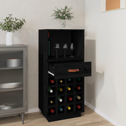 Wine Cabinets Black 45x34x100 cm Solid Wood Pine