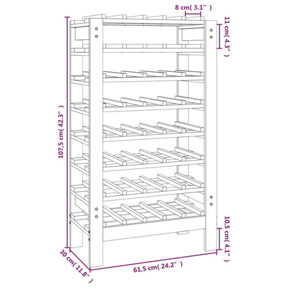 Wine Rack 61.5x30x107.5 cm Pine Wood Solid 