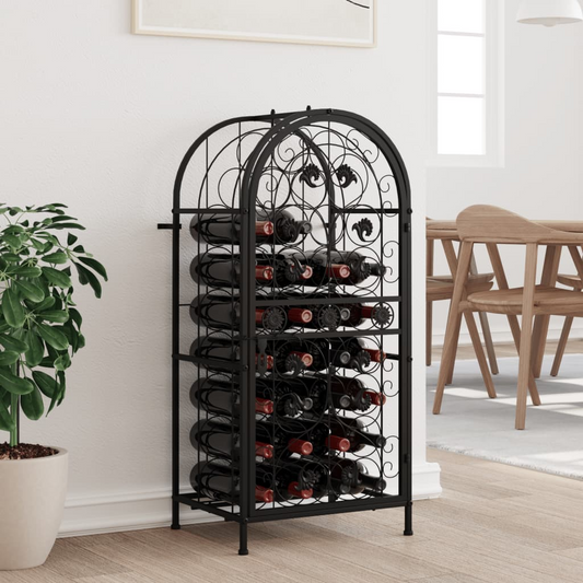 Wine Rack for 33 Bottle Black 45x36x100 cm Wrought Iron